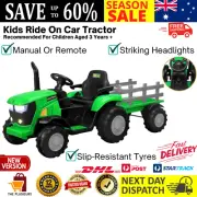 Mazam Kids Ride On Tractor Toy with Trailer Remote Battery Electric Operated Car