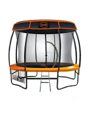 Kahuna 10ft Trampoline Free Safety Net Spring Pad Roof Mat Ladder Orange
