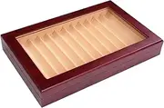 Tuperoymse 12 Slots Wood Pen Display Box Pen Fountain Storage Box Wood Showcase Organizer