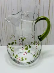 Royal Doulton Hand Blown Glass Pitcher Hand Painted, New