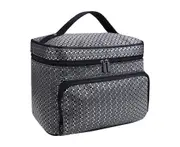 Cosmetic Storage Bag Carrying Handle Waterproof Polyester Lady Accessories Skincare Washing Cosmetic Organizer Pouch for-Silver