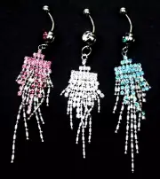 Sexy Rhinestone Belly Button Ring Tassel Navel Charm Dangle Surgical Jewelry