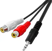 3.5mm 1/8" Stereo Male Plug to 2 RCA Female Jack Aux Audio Y Cable Cord Wire 2m