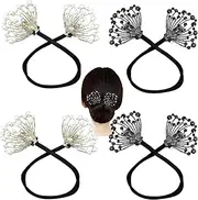 4 PCS Crystal Hair Bun Maker Rhinestone Pearl Hair Curler Lazy Bun Clips Fashion Elegant Twist Hairstyle Clips Easy Fast Snap Roll Tool for Women Girls Hair Accessories（2 Styles）