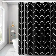 Pattern Bathroom Shower Curtain 60"W x 72"L (Pack of 1) Black and White