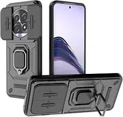 TAUYN Case for Realme 13 Pro/Realme 13 Pro+ 5G, TPU/PC Shockproof Heavy Armor Bumper Shockproof Protective Case, Sliding Cover, with Stand Mobile Phone Case - Black