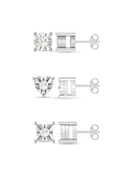 Bevilles 3 Piece Diamond Stud Set in Sterling Silver