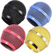 UPKOCH 4Pcs Microphone Grill Replacement Mesh Head Accessories for Enhanced Performance Stylish Colors Easy Installation for Personal Style