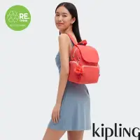 在飛比找Yahoo奇摩購物中心優惠-Kipling (網路獨家款) 活力珊瑚橘掀蓋拉鍊後背包-C