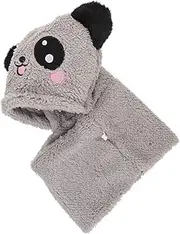 [JOINPAYA] Hat Scarf Plush Ears Beanie Fur Warm Scarf Hood Ear Muffs Coats Neck Warmer Winter Scarf Women Bonnet Scarf Winter Scarf with Hat Polyester Grey