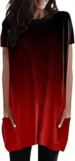 [Generic] Summer Tops Baggy Going Out Round Neck Plus Size Fashion Tops for Women, Wine, Medium