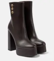 [Balmain] Balmain Brune leather platform ankle boots AU 10 brown