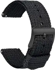 [TStrap] Nylon Watch Strap 20 mm - NATO Style Bracelet Soft Black Quick Release Watch Strap - Canvas Military Watch Straps Men and Women - Smart Watch Strap - 18 mm 20 mm 22 mm 24 mm