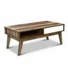 New Coffee Table 2 Storage Drawers Open Shelf Scandinavian Wooden White