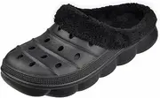 [Harssidanzar] Mens and Womens Lined Clogs, Unisex Winter Fleece Breathable Walking Garden Shoes Warm Non-Slip Mule Footwear HU203US