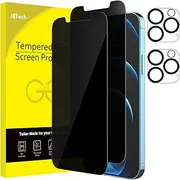 JETech Privacy Screen Protector for iPhone 12 Pro Max 6.7-Inch with Camera Lens Protector, Anti Spy Tempered Glass Film, 2-Pack Each