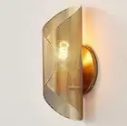 2 light set--West Elm Curl Perforated Light Sconce--Mid-Century Style Aged Brass