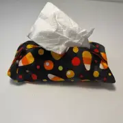 Pocket Tissue Holder Handmade Candy Corn & Dots Double Sided 5x3 New