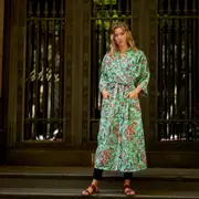 Island Vibes Kimono Robe – 100% Cotton, Hand-Screen Printed, Lightweight & Versatile