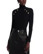 Aqua Button Trim Turtleneck Sweater - Exclusive