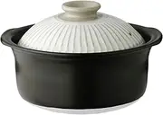 Ginpo Touki 41181 Banko Pottery Ginpo Chrysanthemum Flower Rice Pot, 5 Cuisine, Double Lid, for Rice, Earthenware, Direct Fire, Powdering, White, Made in Japan