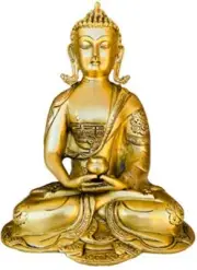QT S Buddha Brass Statue Meditation Antique 11 in Dhyana Mudra Buddha Idol