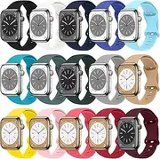 15 pack Silicone for Apple Watch Band 44mm 40mm 45mm 46mm 41mm 49mm 38mm 42mm Women Men,Sport Strap Replacement WristBand for Apple Watch Series 10/9/ultra 2/SE 2nd/8/ultra/7/SE/6/5/4/3/2/1,iWatch Bands