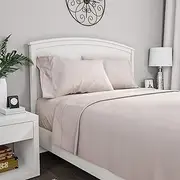 Brushed Microfiber Sheet Set- 4 Piece Bed Linens- Fitted & Flat Sheets, 2 Pillowcases- Wrinkle, Stain & Fade Resistant by Lavish Home (Queen, Beige)