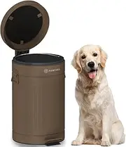 PAWZIDEA Dog Waste Bin, 12L/3.1Gallon, Outdoor, Chocolate Brown, Rectangular, Metal, Odor Control, Step-On, Weather Resistant