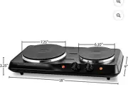 Ovente BGS102B Electric Double Burner 6 & 7 Inch Hot Plates Portable Cooktop