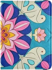[Amooorous] Mandala Floral Colorful Leather decorative Passport and Vaccine Card Wallet Combo Vaccine Card Holder Cover Combo Passport Wallet Lightweight, mandala floral colorful, 1 size
