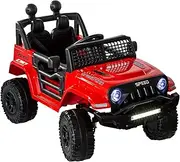 Lenoxx Jeep-Inspired Design Ride-On Electric Car – Forward and Reverse Controls, Realistic Jeep Styling, Safe and Fun for Kids, Battery-Powered, Ideal for Outdoor Adventures and Play - Red