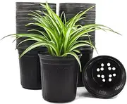 HECTOLIFE 50-Pack 1 Gallon Flexible Flower Plant Nursery Pots, Thickened Soft Plastic Seed Starting Container for Succulents, Seedlings, Cuttings, Transplanting,(Black)
