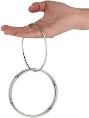 Magician's Set of 4 Close Up Chinese Linking Rings (4 Inch) Gimmick Locking Himber Stainless Steel Connecting Ring for Real Stage or Street Magic Tricks