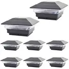 8Pack Black Outdoor Garden 4x 4 Solar LED Post Deck Cap Square Fence Light Lands
