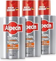 Alpecin Tuning Shampoo 3x 200ml | Preserves Natural Hair Colour and Supports Natural Hair Growth | Dark Caffeine Shampoo to Cover Early Grey Hairs | Hair Care for Men Made in Germany