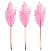 Pink Feather Ballpoint Pen, 3 Pcs Rose Golden