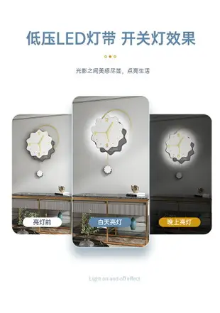 網紅鐘錶掛鐘客廳家用時尚創意簡約靜音個性大氣裝飾壁燈時鐘掛牆