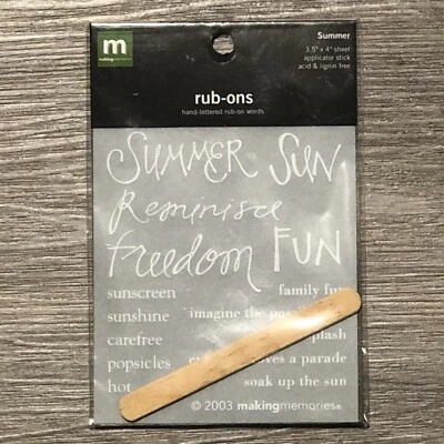 Making Memories Rub-On Transfers Summer Phrases Words Vintage RETIRED NEW