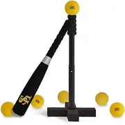 Fukuoka Softbank Hawks x GP Baseball Kids Batting Set, Includes 6 Soft Balls, Adjustable Tee Height 44329
