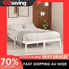 wooden bed frame white solid pinewood double size 137x187 cm sturdy 9993