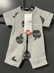 Baby size 00000 Small newborn BONDS Sleeve zip Grey wondercool romper NEW 3271