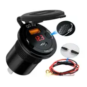 fast charge USB+Type-C charger with Power switch Voltmeter 60CM line