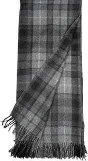Briomhar Tartan Throw Blanket Plaid - Scottish Wool Blanket, Thick Warm Throw with Fringed Edges 60 x 70 inches (Buchanan Gray)