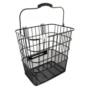 Sunlite Pannier Mesh Bottom Side Rear Basket Black w/ Hooks + Carry Handle