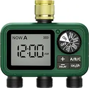 XinFuture Sprinkler Timer, Large LCD display 3 Zone,Water Timer,with Rain Delay, Manual & Automatic Watering System for Garden Hose Faucet, Outdoor Irrigation Controlle