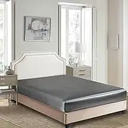 ForZzz 2000 TC Silk Satin Fitted Sheet, AU King Single Size Fitted Sheet Only, 1 - Piece Ultra Soft Deep Pocket Bottom Bed Sheet King Single -Gray