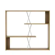 Design Square Eloise Modern Scandinavian 3-Tier Bookcase Display Shelf - Oak