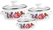 Zerodeko 3pcs Enamel Simmer Pot Kitchen Soup Pot Small Stew Pot Convenient Pots Instant Noodles Pot Enamel Pot for Stove Pan Enamel Sauce Pot Vintage Pans Pot