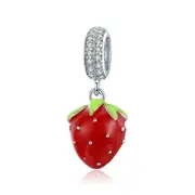 Red Strawberry Pendant Charm Fit for Bracelet or Necklace Silver plating Jewelry